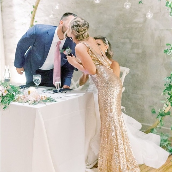 Women’s Rose Gold Sequins Gown - Picture 6 of 8